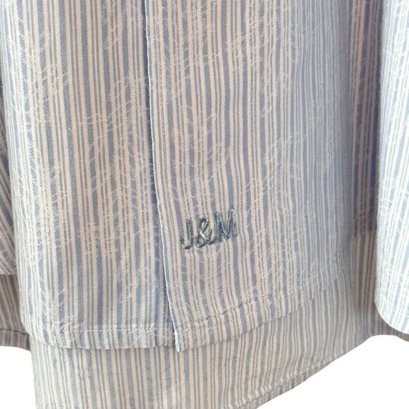 Johnson & Murphy Tailored Fit Mens Dress Shirt Light Blue Striped Floral Sz L - Picture 4 of 10